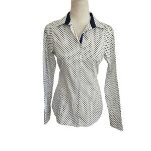 VLT's by Valentina's White & Blue Polka Dot Button Up